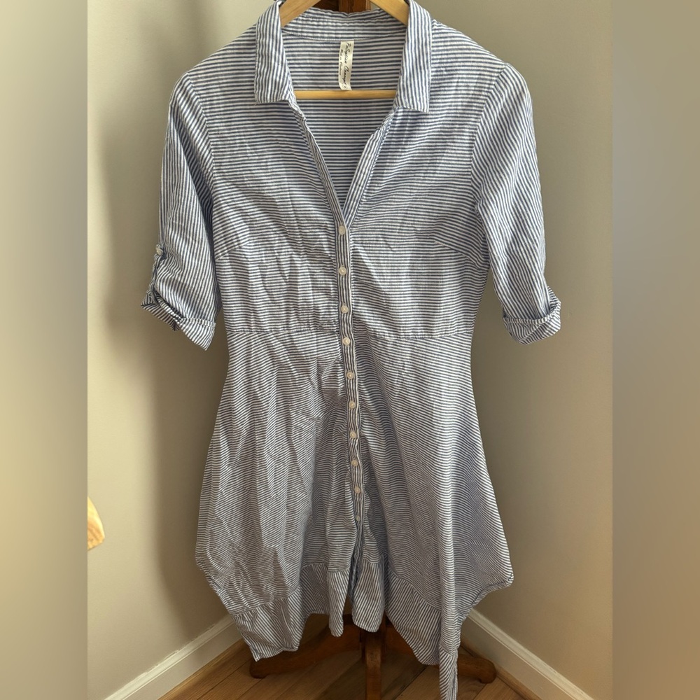 PerSeption Concept Blue Striped Midi Dress